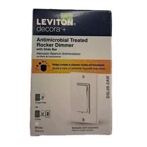 Leviton Decora+ DSL06-2AW Antimicrobial Rocker/Slide Dimmer Switch White SP